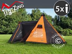 Campingtält TentZing Teepee, 5 personer, Orange/Mörkgrå